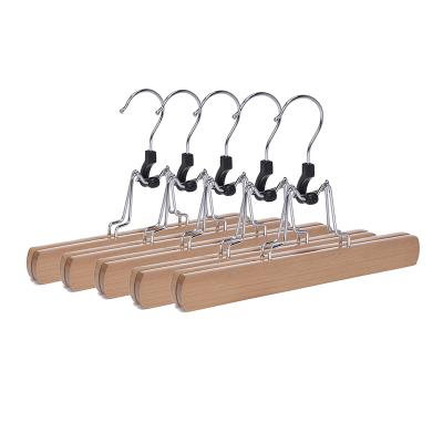 China CLASSIC 5Pcs/10Pcs Solid Wood Pants Hangers Non-slip Clips Hangers Loose Skirt Sling Hanger for sale