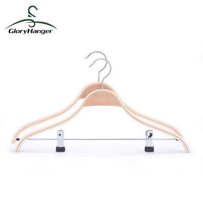 China Anti-slip natural wooden hanger, multifunctional wooden hanger with clip for sale