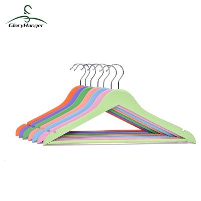 China New Arrival Colorful Wholesale Hangers High Quality Custom Wooden Hanger for sale