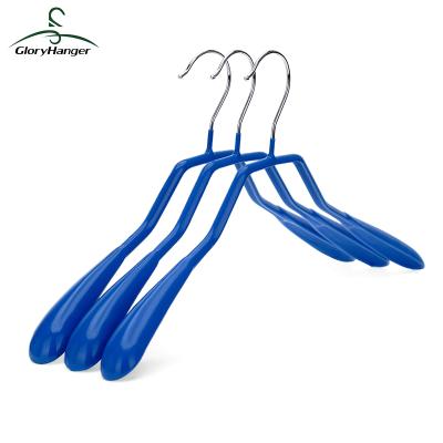 China Anti Slip Manufacturing Custom Logo Anti Slip PVC Coated Wide Shoulder Hanger for sale