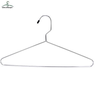 China Wholesale Household Anti-Slip Metal Wire Coat Hanger in Chrome for Clothes for sale