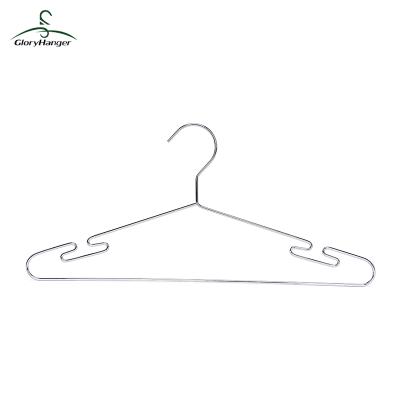 China Anti-Slip Economy Chrome Plated Thick Metal Shirt Hangers With Notches for sale