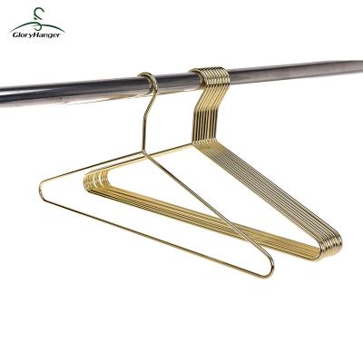 China Factory Wholesale Anti-Slip Chrome Plated Metal Hanger Gold Metal Clothes Drying Hanger for sale