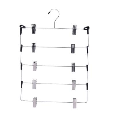 China Multi Function Space Saving Anti-Slip Foldable 5 Layer Metal Pants Hanger Pants Hanger for sale