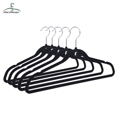 China Hot Selling Wholesale Anti-Slip Velvet Covered 360 Degree Swivel Hook Coat Hanger for sale