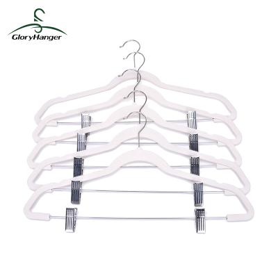 China Hot Selling Anti-skid 360 Degree Swivel Hook Velvet Coat Hanger And Velvet Pants Hanger for sale