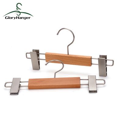 China High Quality Customized Tropical Wooden Skirt Clip Clip Hangers For Pants Kids Hanger for sale