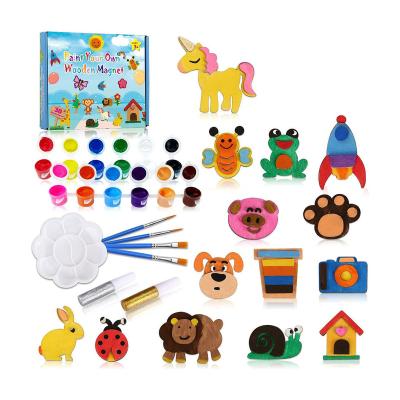 China 30PCS Magnets Animal Wooden Craft And Art For Kids Boys And Girls To Craft And Paint DIY Kid Painting Set for sale