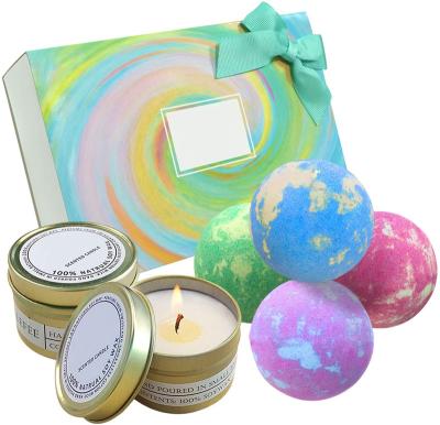 China Handmade Oil Bath Bombs Bubble Spa Relax Relaxing Bath Bombs Scented Bath Bombs Candles Set for sale