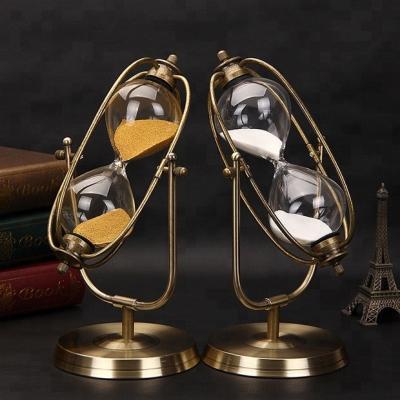 China Custom 30/60 Minute Traditional Nordic Creative Light Luxury Vintage Metal Hourglass For Decor European Style Home Office for sale