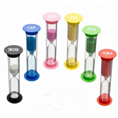 China Plastic + Glass + Colorful Glass Beads 6 Pcs Sand Timer Sandglass Hourglass Sand Clock Timer / Hourglass Timer for sale