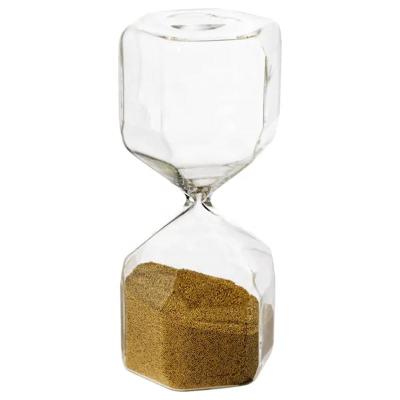 China Glass + Decorative Glass Beads Hourglass Sand Timer with Gold Sand for sale