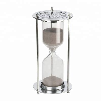 China Metal + Glass + Silver Glass Beads Antique Sand Clock 15 Minutes 30 Minutes 60 Minutes Factory for sale