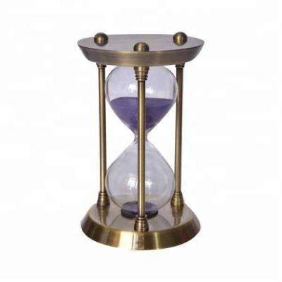 China Metal+Glass+Glass Beads Metal Sight Hourglass Sand Glass Timer 30 Minutes 50 Minute Hourglass for sale