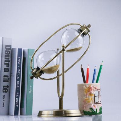 China Creative Home Office Decoration Hourglass Metal Rotating Hourglass for sale