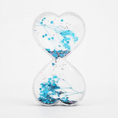 China Children Play / Gift Heart Shape Liquid Oil And Water Toys Sand Timer Hourglass for sale