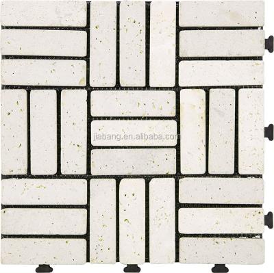 China Easy DIY Install Cheap Price Natural Stone Tile Interlocking Travertine Flooring For Garden for sale