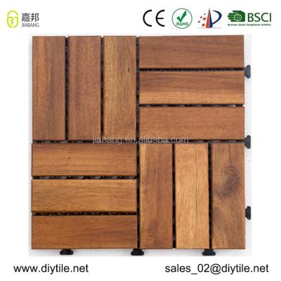 China DIY Outdoor Acacia Wood Decking Tile Interlooking Garden Flooring for sale