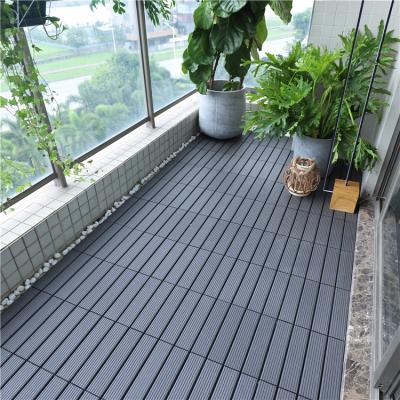 China Waterproof High Quality Wood Look Engineered Flooring Wood Plastic Composite Outdoor Patio Deck Interlock Tiles for sale