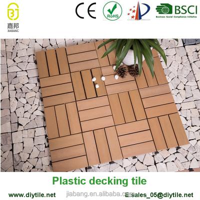 China Exterior Wooden Imitate Interlocking PVC Tile Cheap Vinyl Flooring Tile For Exterior for sale