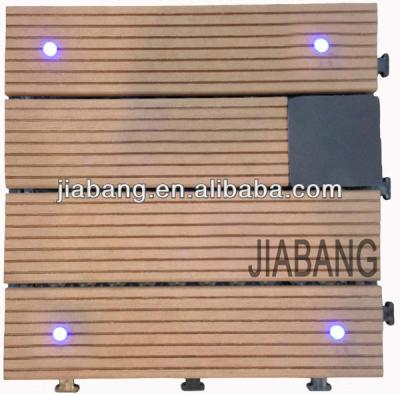 China Water Render Foshan Factory Garden WPC Tile With Solar Cell LED Light And Interlocking Heavy Duty PE Base for sale