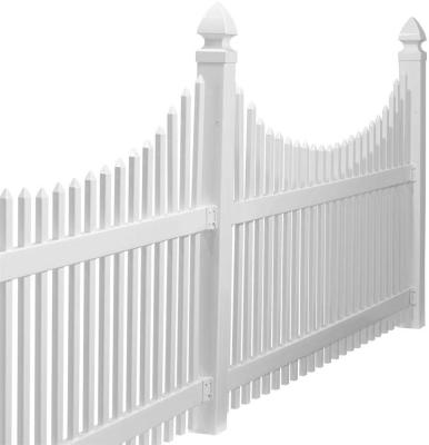 China Easily Assembled White Plastic Scallop Vinyl Fence PVC Fence Panel With Gate for sale