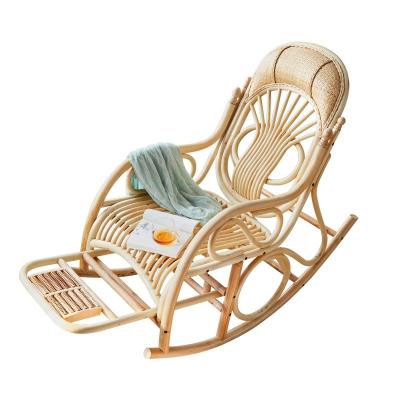 China Reclining Living Room Furniture Outdoor Rocking Chairs Vintage Rattan Leisure Comfortable Rocking Lounge Chair for sale