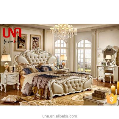 China Latest Design Reclining Double Bed French Provincial Leather Furniture Set Antique Luxury Wooden Bedroom Furniture Furniture for sale