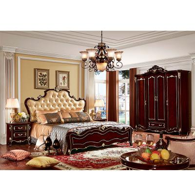 China Chinese Luxury Wood Furniture Latest Bedroom Suites Double Bed Extended Classic Antique Bed Set Bedroom Furniture Designs for sale