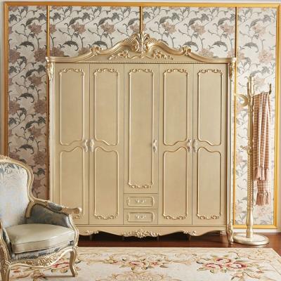 China European Antique Wooden Wardrobe Furniture Closet Bedroom Wardrobe Luxury Wardrobe Clothes Closet for sale