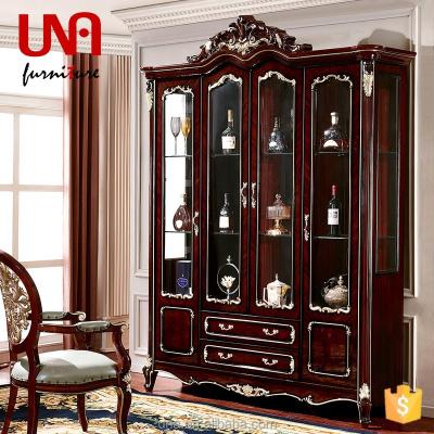 China French European Wooden Living Room Display Cabinet Household Display Cabinet Glass Style Cupboard Luxury Wine Cabinet for sale