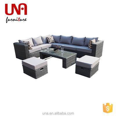 China Eco-Friendly\UV Resistant\Water Proof\Resistant Outdoor Synthetic Wicker Rattan Sofa Sets With Dining Furniture Garden Patio Table Sofa Bed Set Leisure Weather Lounge for sale