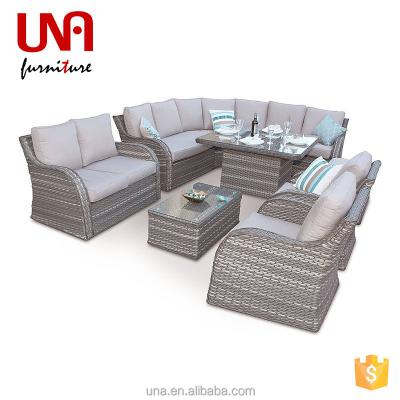 China Modern Patio Garden Furniture Rattan Recliner Sofas Set With Armrest Outdoor Modern Wicker Poly Sectional Sofa Chair for sale