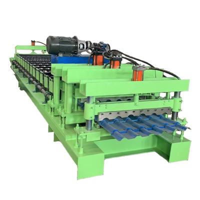 China Building Material Shops Glazed Metal Roof Tile Sheet Roll Forming Machine Corrugated Aluminum Sheet Metal Glazed Tile Roof Making Roll Forming Machine for sale