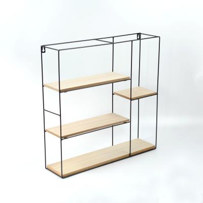 China Sustainable Metal Frame Wall Mounted Wooden Shelves For Bedroom for sale