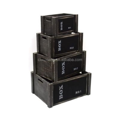 China Wholesale Cheap Antique Black Color Wooden Crates Box From Europe for sale