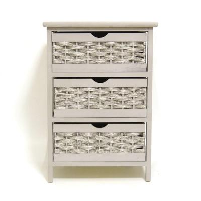 China Solid Wood 3 Drawer Indoor Wooden Cabinet With Baskets for sale