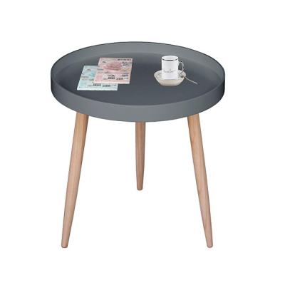 China Round Modern Living Room Sofa Side End Table Wooden Coffee Table Set Easy To Clean for sale