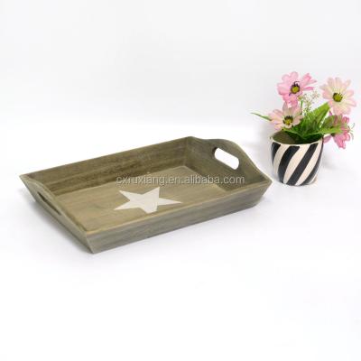 China Sustainable Factory Direct Small Food Serving Antique Wooden Tray for sale