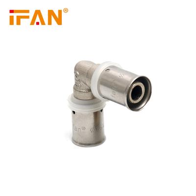 China 57-3 IFAN BRASS Tubing System Quick Connect Pex Fittings Crimp Press Fitting Brass Elbow for sale