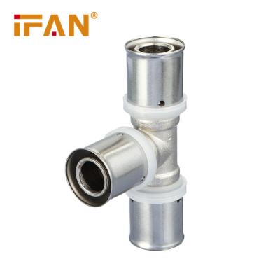 China Pipe Lines Connect IFAN Hot Sale Brass Press Fit White Color 16 - 32mm PEX Pipe Fitting For PEX Al PEX Hot Water Floor Heating Pipes for sale