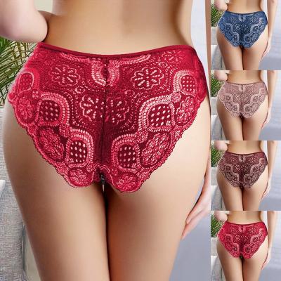 China Lady Antibacterial Breathable Panties Soft Lace Up Briefs Transparent Invisible Stretch Girls Cheeky Bikini Panties for sale