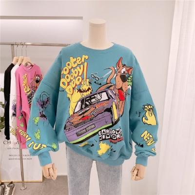 China 2021 Fresh Hop Pullover Autumn Cartoon Print Women Anti-wrinkle Hoodies Tops Sweatshirts Oversized Streetwear for sale