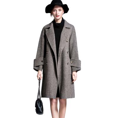 China Fashion Breathable Winter Warm Loose Wool Coat Women's Double Breasted Overcoat Slim Long Casual Cashmere Coat for sale