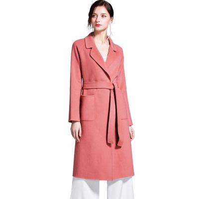 China Winter&Fall Fashion Solid Color Women Cashmere Breathable Sheathed Woolen Ditch Coat Long With Belt Slim Elegant Women's Clothing for sale