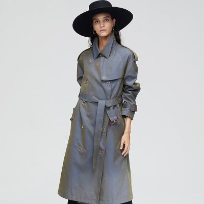 China Fashion Women's Breathable High Quality Ditch Coat With Belt 2021 Retro Classic Khaki Casual Ditch Coat For Ladies for sale