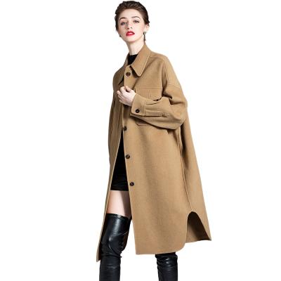 China Breathable New Double Cashmere Long Coat Autumn For Women Spring Handmade Woman Loose Woolen Shirt Jacket for sale