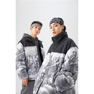 China Breathable Winter Streetwear Quilting Stand Collar Cotton-padded Mens Loose Stripper Jacket Bun Unisex Clothing for sale