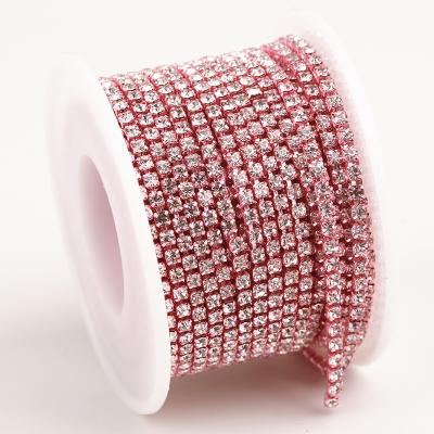 China Eco-Friendly Rhinestone Cup Glass Crystal Narrow Chain Sew On Rhinestone Chain For Dresses Garment for sale