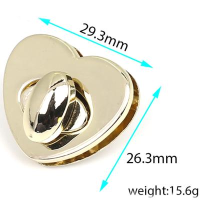 China Eco-friendly Hardware Accessories Handbag Accessories Gold Heart Brass Metal Lock For Purse Bag for sale